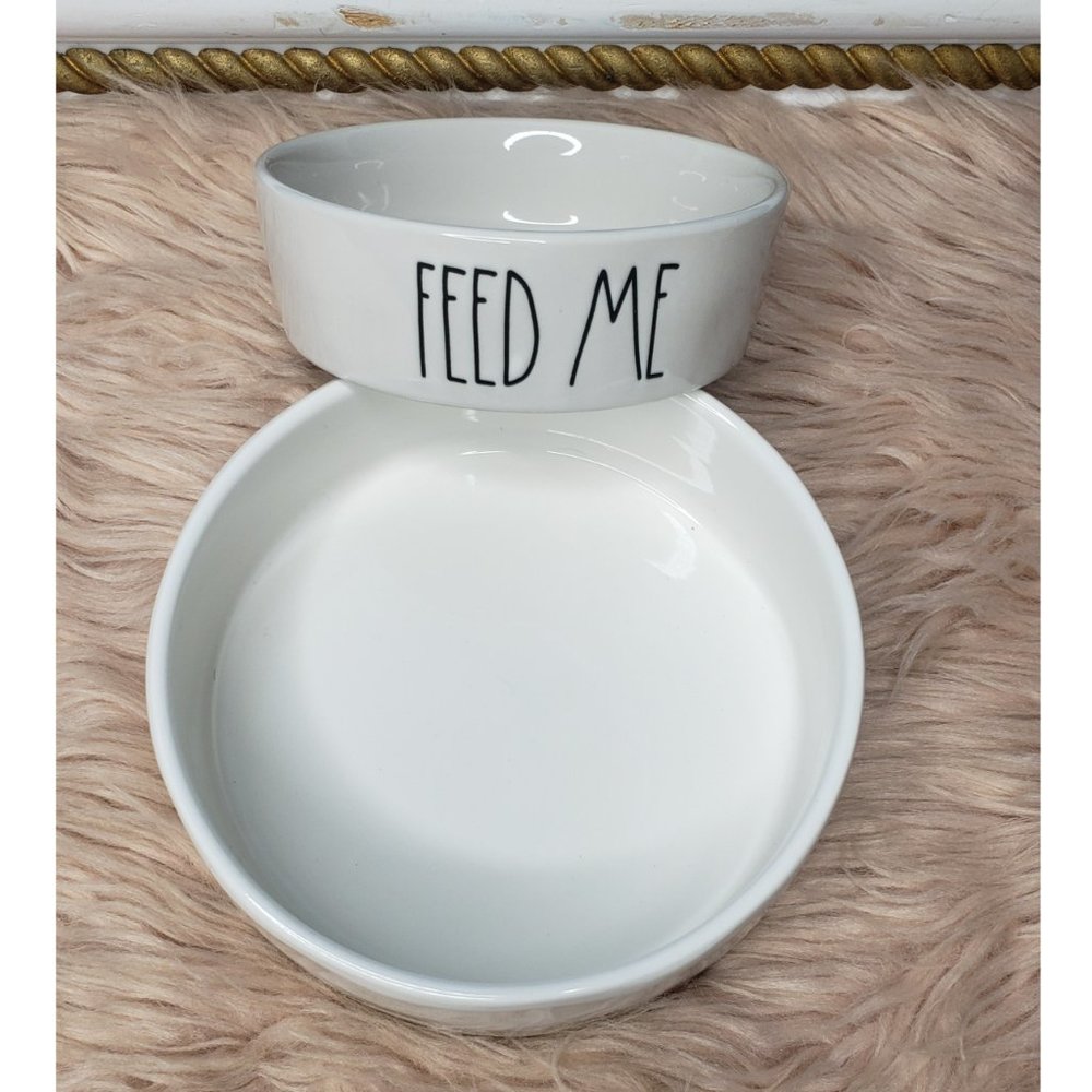 NWOT RAE DUNN DOG /CAT FEED ME & WATER BOWL - 2 QTY